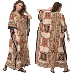 Women Kaftan Plus Size Polyester Summer Lightweight Caftan Swimsuit Cover Ups Maxi African Mumu Lounge House Dress