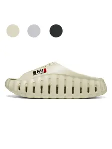 Unisex Beige Gear-Tread Slides: Breathable Mesh, Summer Outdoor Beach Slippers