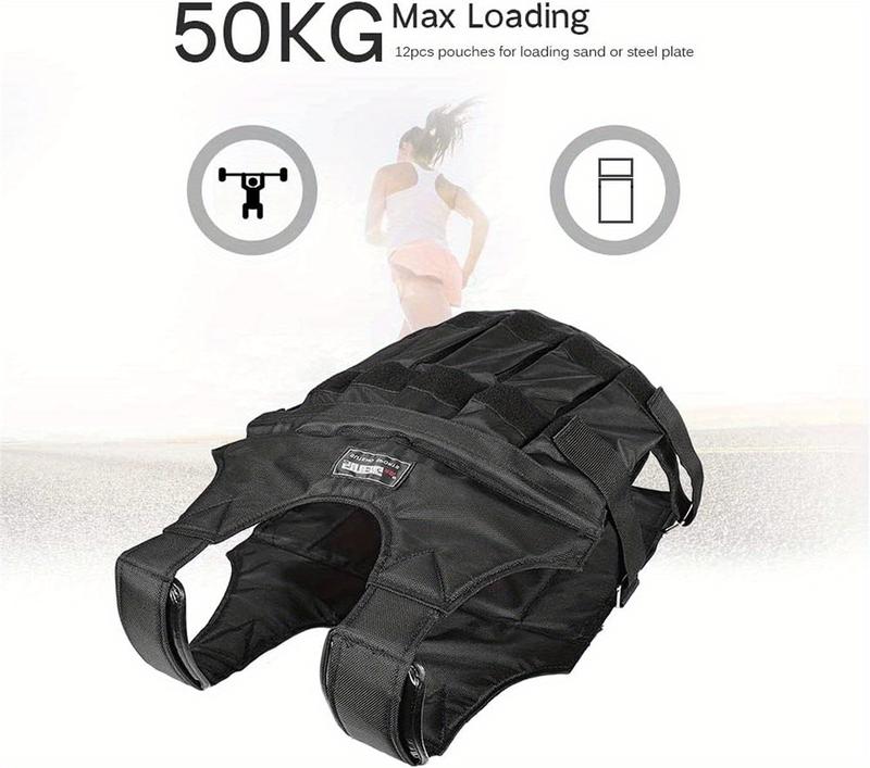 Weighted Vest, Max Loading 110lbs, Adjustable Weight Vest, Fitness Exercise Vest Strength Training Vests Boxing Jacket Workout Equipment for Men Women Sport Running Jogging Workout (with 12 Empty Sandbags, Without Steel Plate Or Sand)