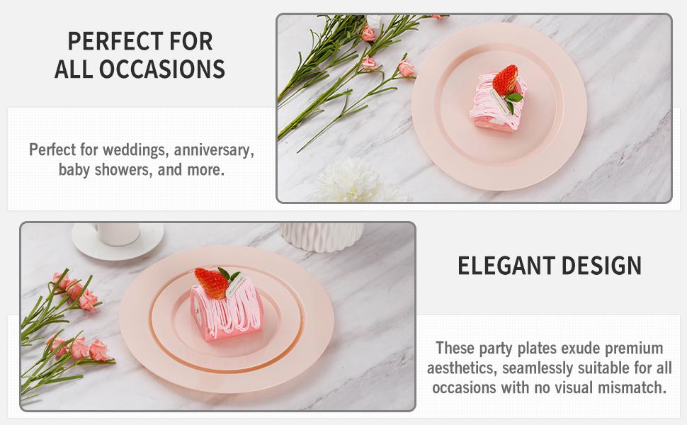 GOODLUCK 200PCS Disposable Pink Plastic Plates Heavy Duty Food Grade BPA Free 100 Dinner 100 Dessert Plates for Party Wedding Baby Shower Engagement Birthdays Mother's Day GOODLUCK 200PCS Disposable Pink Plastic Plates Heavy Duty Food Grade BPA Free 100 Dinner 100 Dessert Plates for Party Wedding Baby Shower Engagement Birthdays Mother's Day