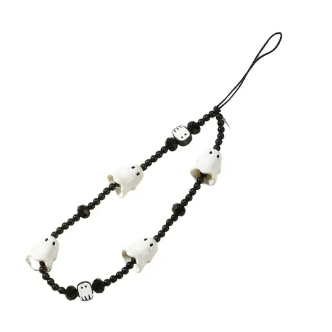 Halloween Ghost Beaded Phone Chain, Cute Mobile Lanyard, Phone Strap, Phone Leash for Women & Girls, Fashionable Phone Accessory, Cute Design Smartphone Acc, Unique Gift Idea, Phone Charms, Phone Decoration, Cell Phone Charm, Cell Phone Accessories