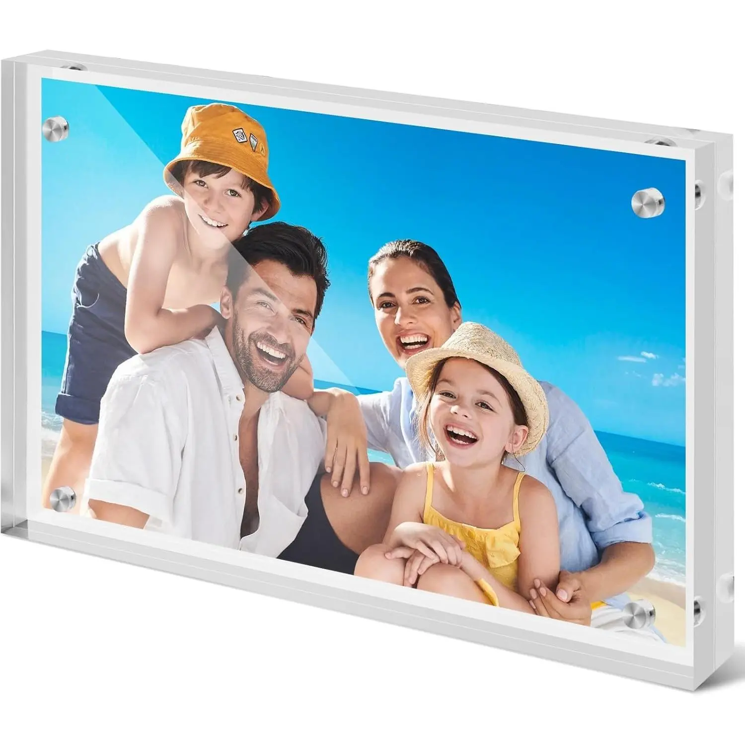 vivinin Acrylic Frame 1 Pack, Double Sided Clear Frameless Acrylic Picture Frame, Photo Frame 4x6 Inches with Magnetic for Postcard, Desktop Display