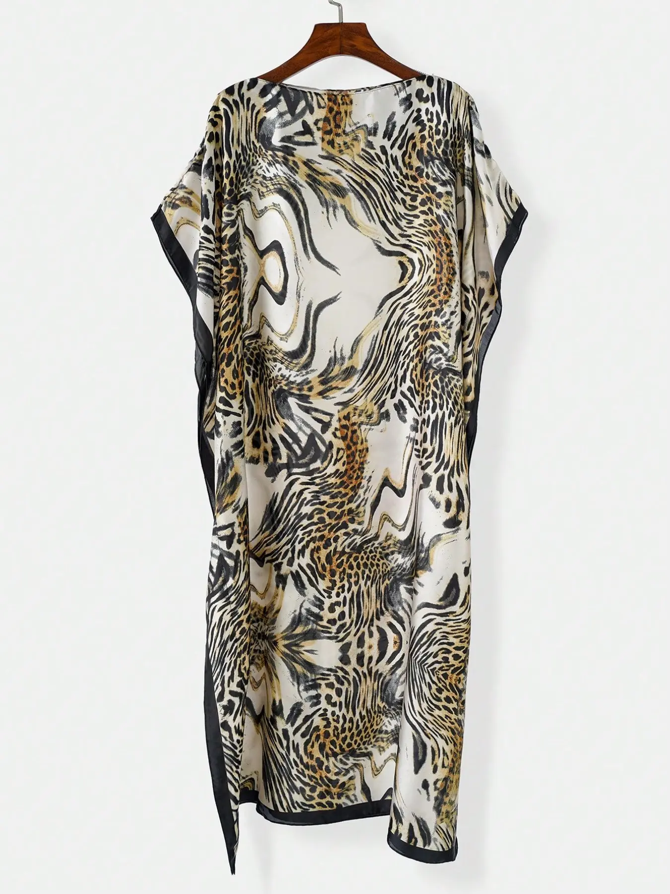 Tiger Print Faux Silk Sunscreen Shawl, Lightweight Pullover Robe for Women, Spring Summer Beach Holiday, Travel Portable Cover-Up, Swimsuit Cover Up