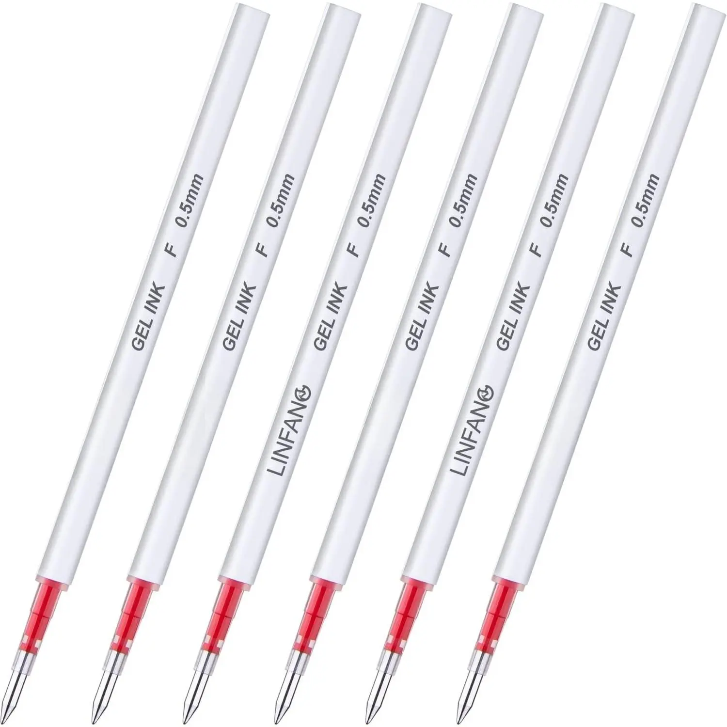 Red Gel Pens Refills, 6 Pack Retractable Gel Ink Pen Refills, Fine Point 0.5mm Tip Smooth Writing Quick Dry Gel Pen Refills for Journaling School Office Supplies (6 Red)