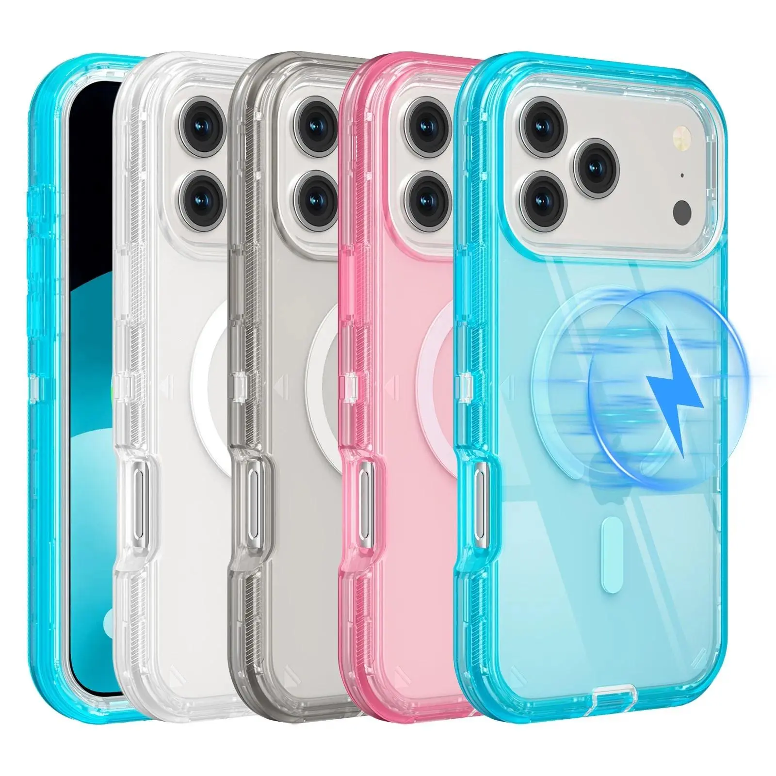 Magnetic 3 in 1  Heavy Duty  Rugged Shockproof Tough Durable  For iPhone Air 17 16e 15 14 Plus 13 12 Pro Max junk phone Quantum Shield EMF Stickers Ultra HD Privacy Screen Protector Kit