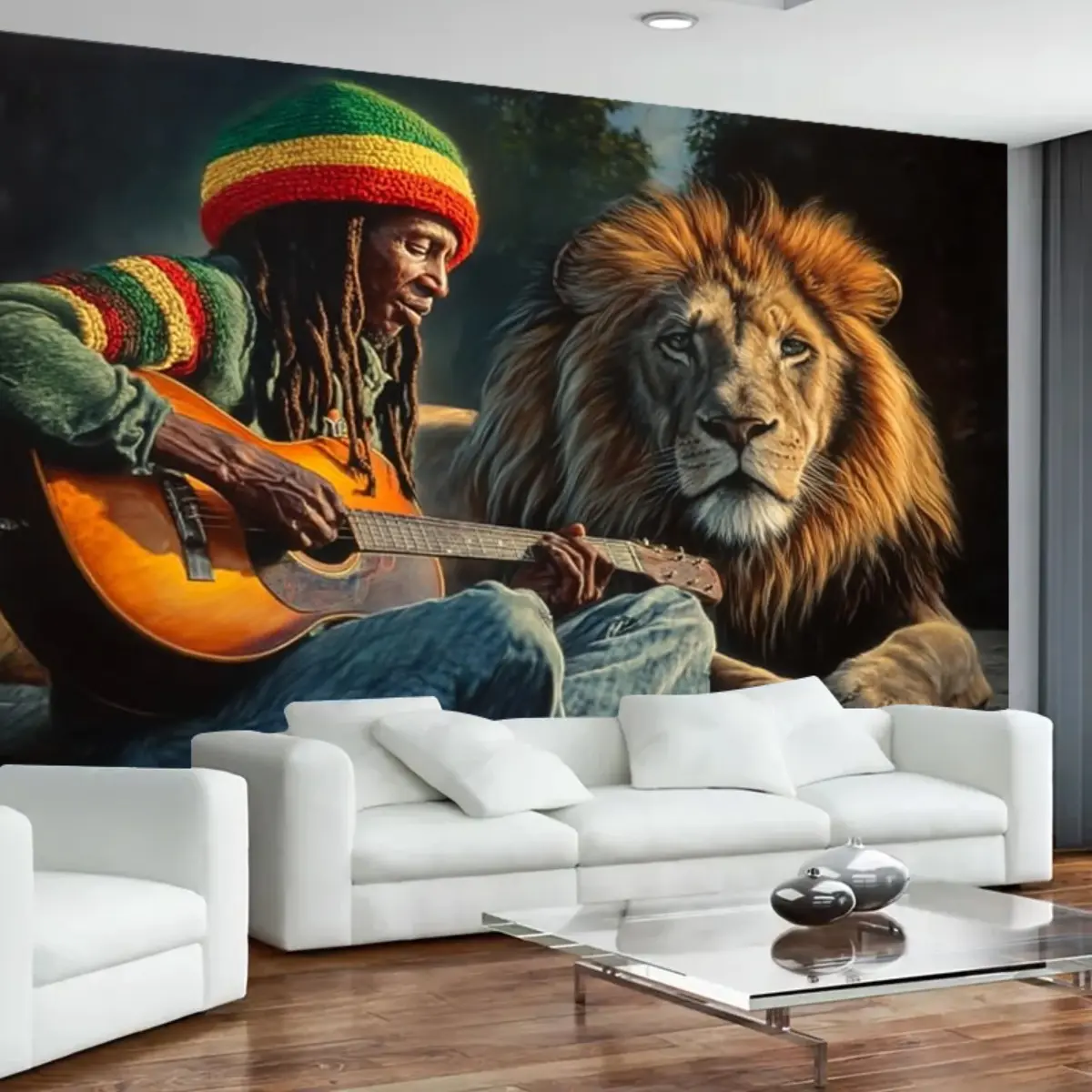 Lion Reggae Jamaica Party Backdrop Banner Tapestry Photography Background Music Cultural Theme Fabric Birthday Decor Wall Hanging Celebration Event Scene Indoor Outdoor Polyester Fiber Durable Artistic Decorative Backdrop
