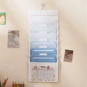 1pc A4 Accordion File Folder, Hanging Wall-Mounted Document Organizer, 7-Layer Gradient Storage Bag, Suitable For School Textbooks, Space Organization, Portable Handle