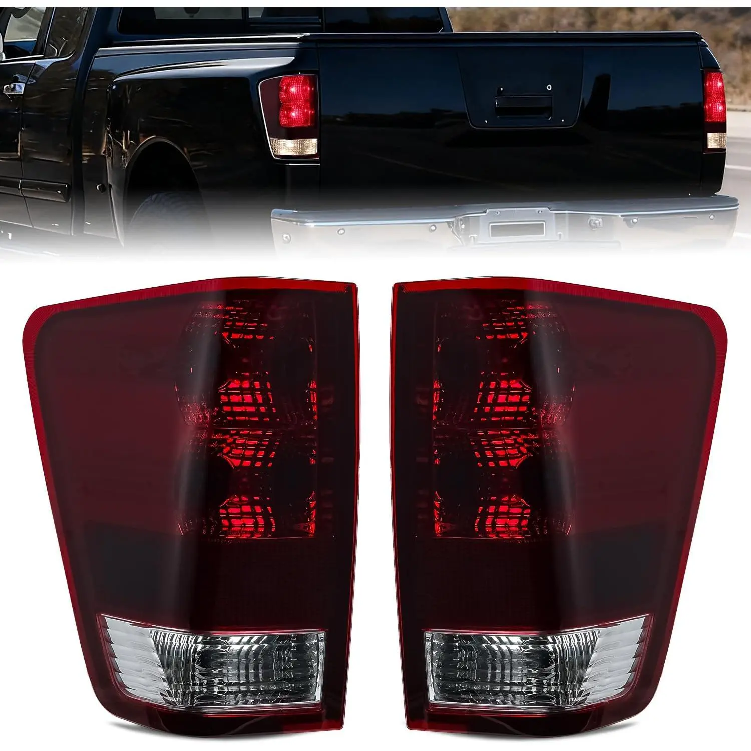 Nilight OE-Style Taillight Assembly, Smoked Red Lens, Compatible with 2004-2015 Nissan Titan, Driver/Passenger Side Rear Lamp Replacement Lights