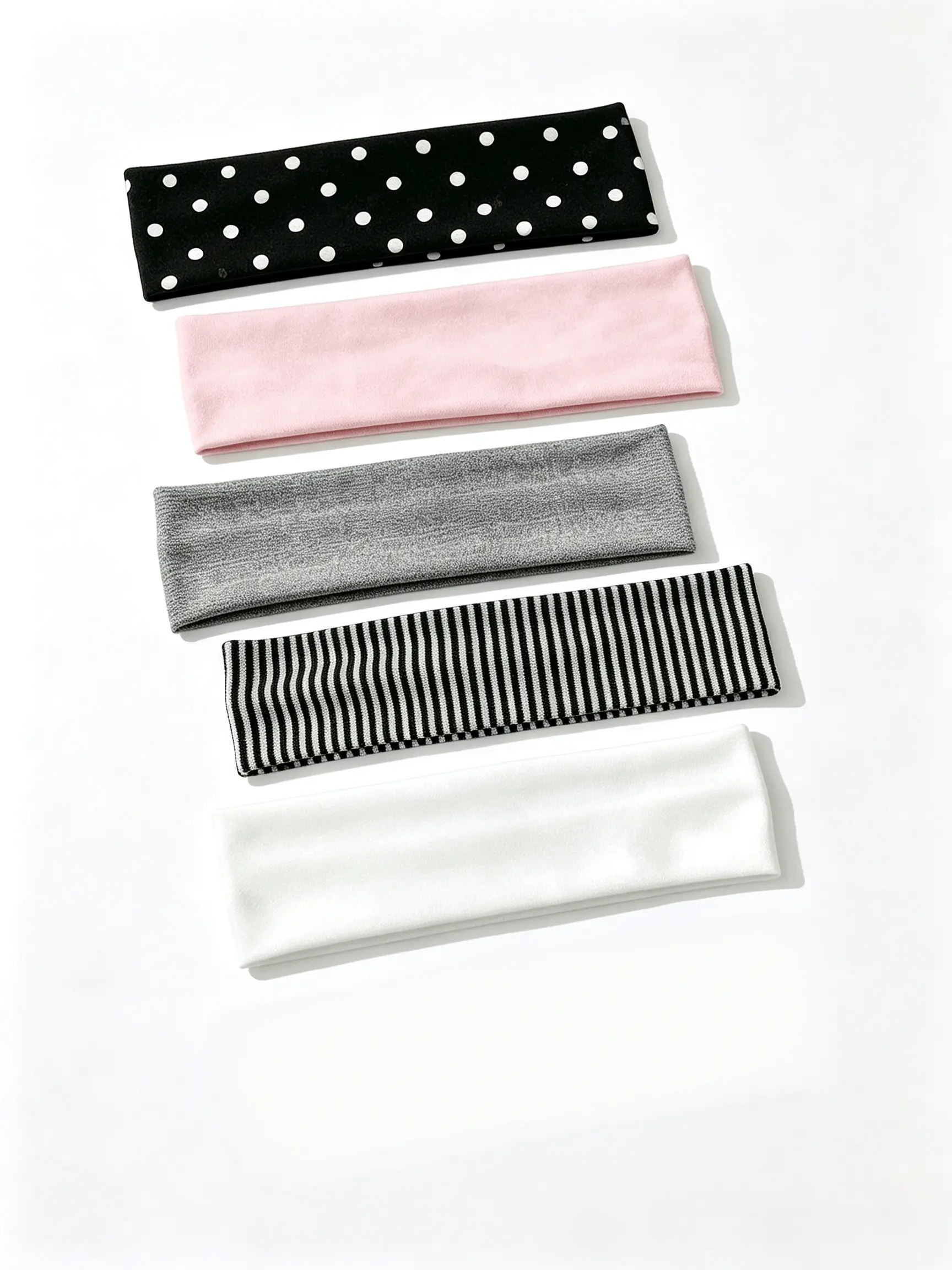 5-Piece Women's Fashion Polka Dot Striped Hairbands, Versatile Yoga Sports Hairbands, Ideal for Daily Use, Stylish and Comfortable