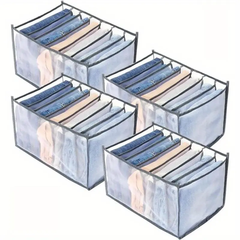 Jeans Compartment Storage Box Closet Clothes Drawer Mesh Separation Box Stacking Pants Drawer Divider Can Washed Home Organizer