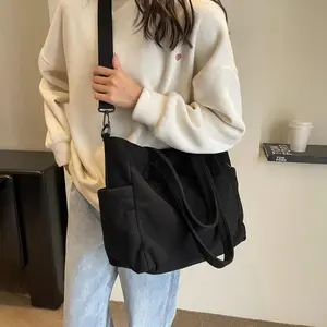 Fashion Versatile Corduroy Square Bag, College Style Commuting Shoulder Bag, Unisex Large Capacity Leisure Portable Crossbody Bag for Daily Use, School & Outdoor Activities