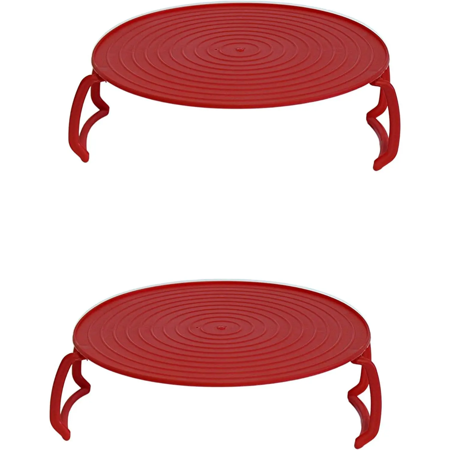 Multipurpose 4 in 1 Microwave Tray Stand Rack Splatter Guard Carry Tray Stacking Shelf 2 Pack Red