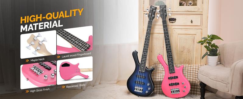 GLARRY 4 String Electric Bass Guitar, 36-inch Bass Guitar Beginner Kit with Cable, Strap and Bag for All Skill Level, Adults,Travel
