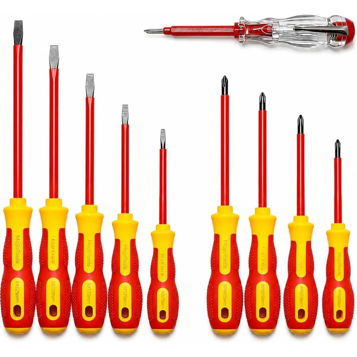 Insulated  Set 1000V, 10- Electrician  Set with  Tester,  Tips, Cr-V Steel, Slim  Grip