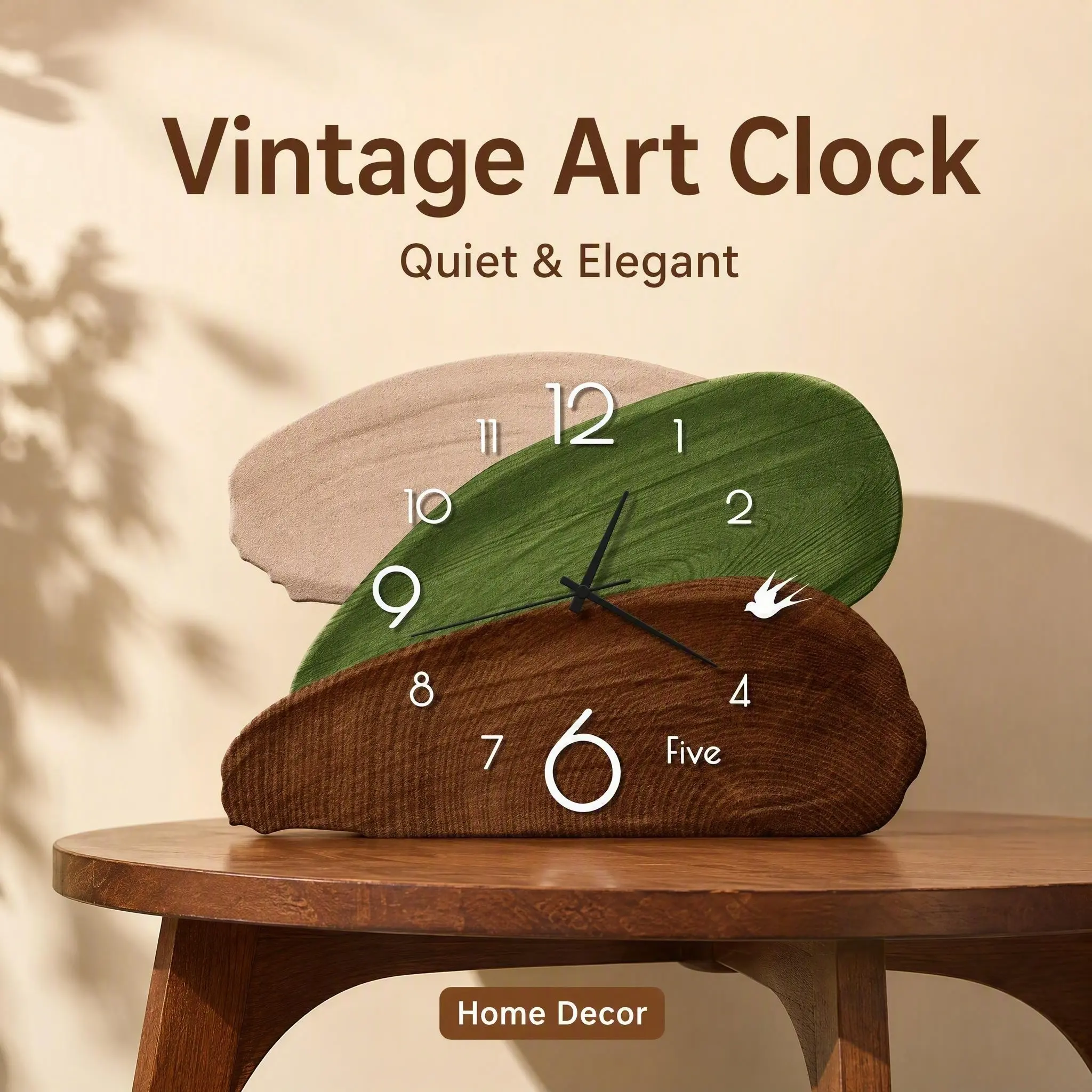 Vintage Desktop Clock, Silent Artistic Wall Clock for Living Room, Creative Decorative Timepiece, Retro Style Ornament
