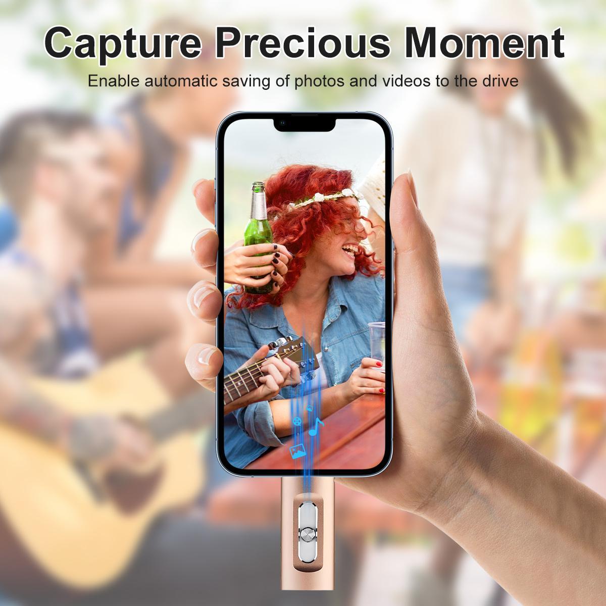 PICRYU 3 in 1 Flash Drive,High Speed USB 3.0 Memory Storage,OTG Flash Pen Drive with Free Type-C Adapter for iPhones/Android/PC and More Devices,Photo Stick USB Memory Stick Storage for Photos and Videos Backup