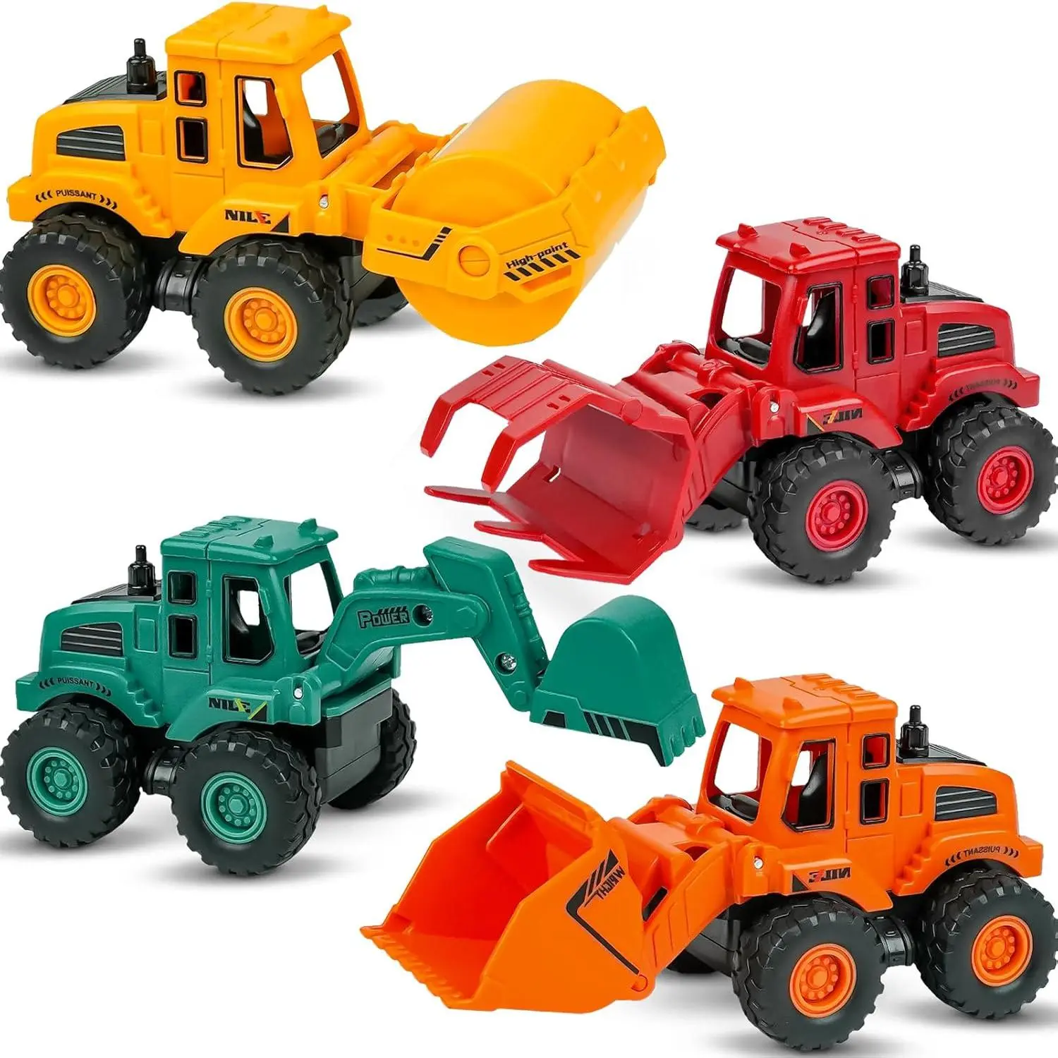 Construction Toys  3 Years Old Boys Girls Kids, Friction Powered Construction Truck Toys Vehicles Sand Toys Trucks Excavator, Bulldozer, Road Roller (Colorful 4 Pack)