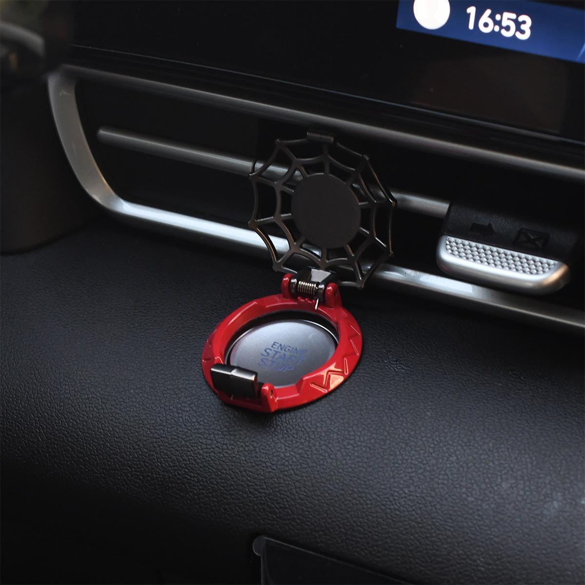 Car Engine Start Stop Button Decoration, Spider Web Design Car Engine Start Stop Button Circle, Car Interior Decoration Accessories for Car, Car Decorations, Car Interior Accessory