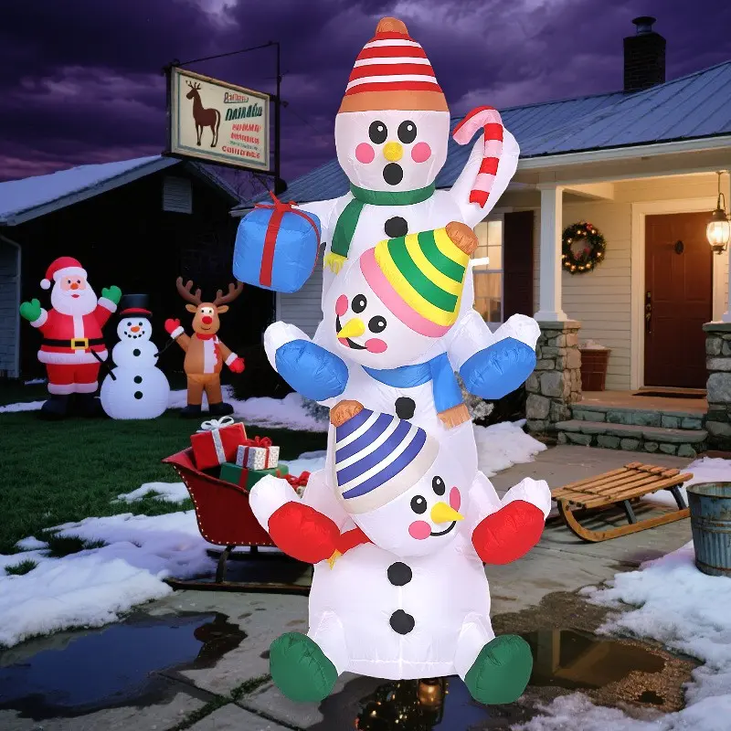 Christmas Inflatable Snowman Decoration, LED Lighted 1.8m Yard Ornament, Auto-Inflate with Fan, Waterproof Durable, Plug-And-Play