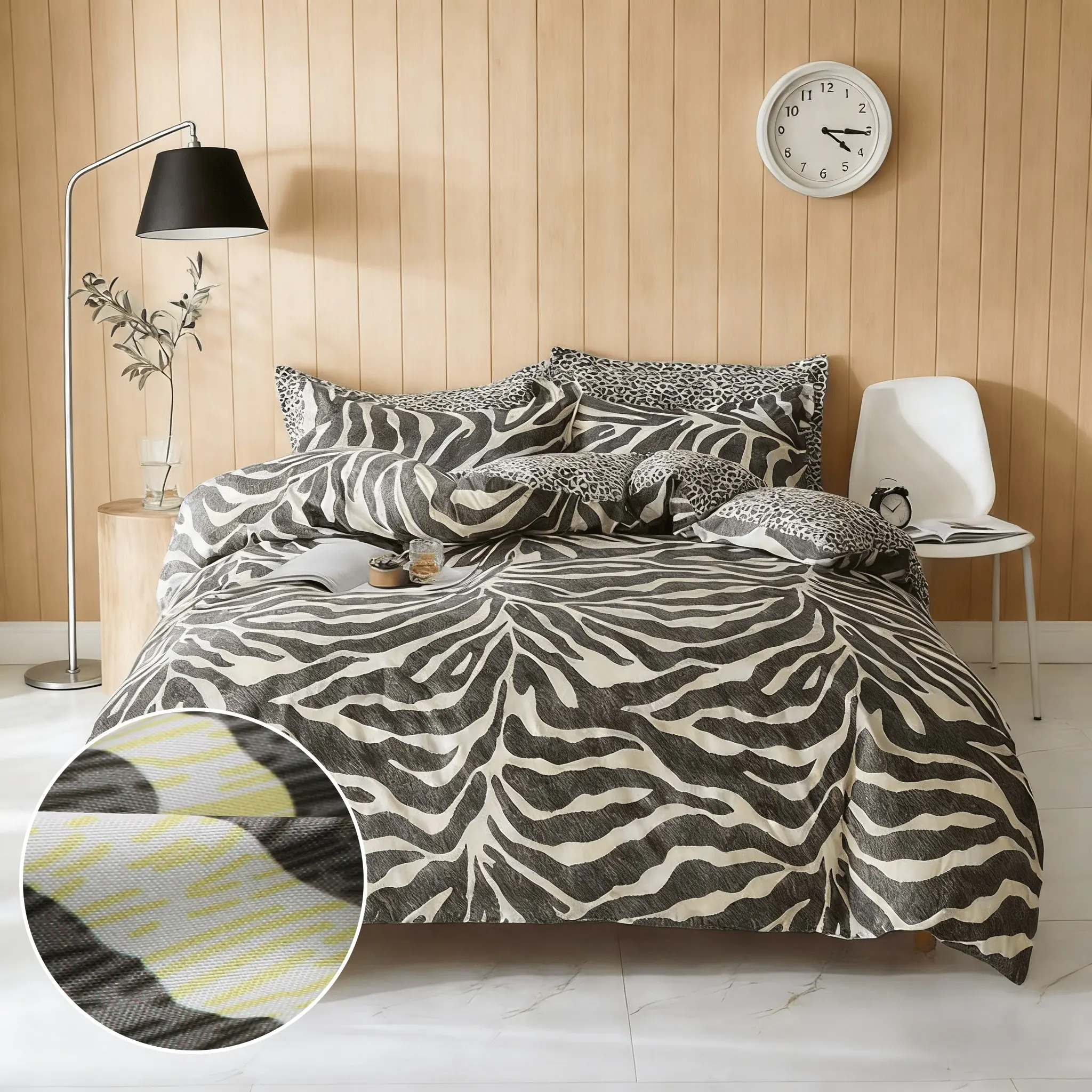 Gray Zebra Pattern Print 3-Piece Duvet Cover Set, includes 1 Duvet Cover + 2 Pillowcases (Filling Not Included). Soft and Comfortable, Machine Washable, Simple and Stylish. Perfect for Bedroom or Dorm Room Use. Duvet Bedding Set Printed Bedding Set