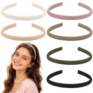 6 PCS Thin Headbands for Women Girls, No Pressure Skinny Headbands, Non Slip Comfortable Soft Fabric Headbands, Cute Hair Accessories Hairbands for Makeup Washing Face (Natural Color)