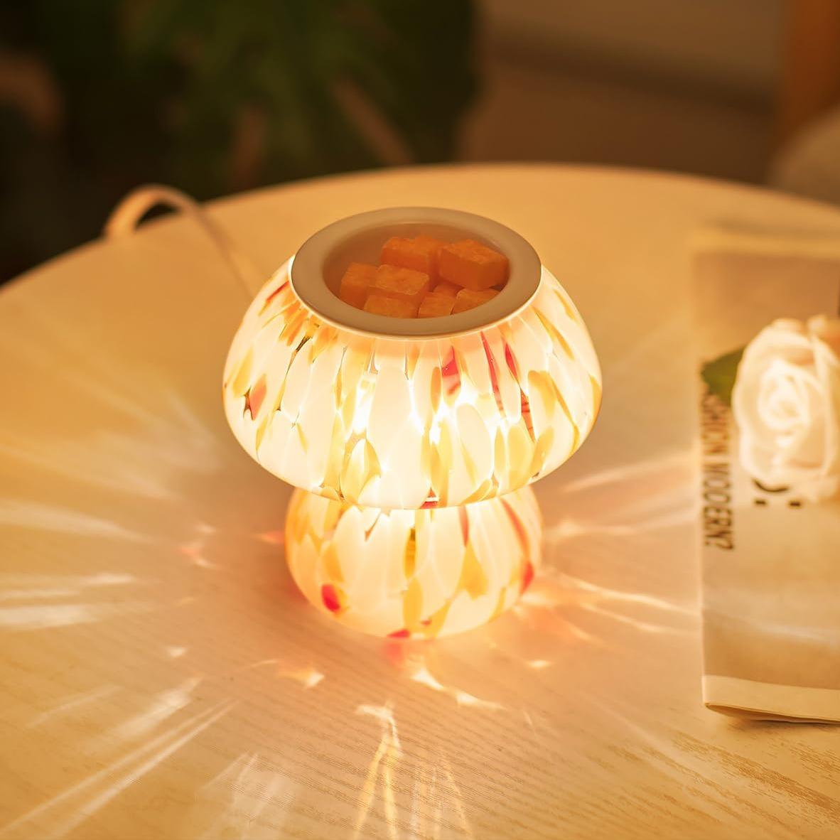 Mushroom Wax Melt Warmer, Scented Wax Melter, Cute Fragrance Murano Lamp, Girly Birthday Christmas Decor Housewarming Gifts for Women Perfume Aroma