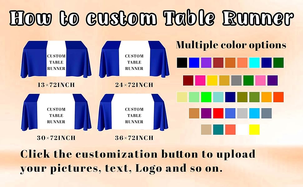 White Table Runner Table with Business Logo Text 72 Inches Long Blank DIY for Party, Birthday, Wedding, Tradeshow Events, 13"x72"