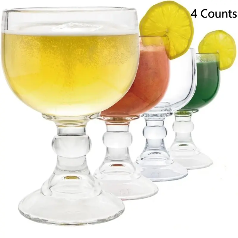 4 Counts Schooner Beer Glass 21.5 oz Extra Large Margarita Glass Clear Fishbowl Cup for Drinks Thick Bottom Goblet Shrimp Cocktail Cups for Drinking Coronaritas Beer Margarita Juice Water