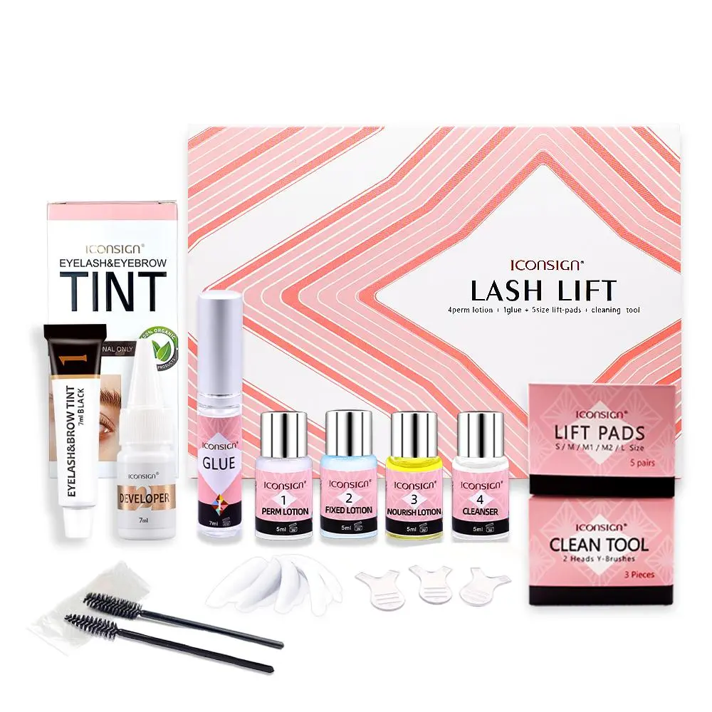 Gentle Lash Lift Kit, 1 Set Waterproof Eyelash Perming & Dyeing Kit with Eyelash Extension Glue, Makeup Tools Set