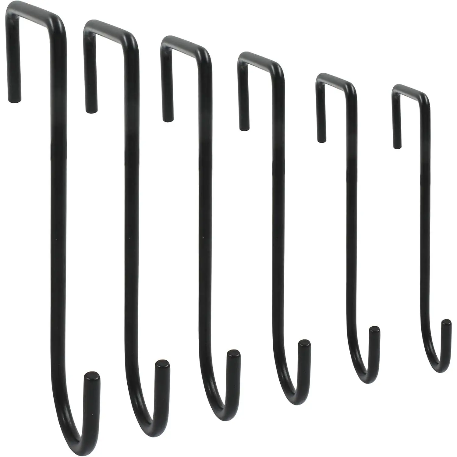 6 Pack Black Powder-Coated Steel Fence Hooks, 2x6 Inch Hanging Mounts for Vinyl Fences, Plants, Lights, and Pool Equipment, No, Metal