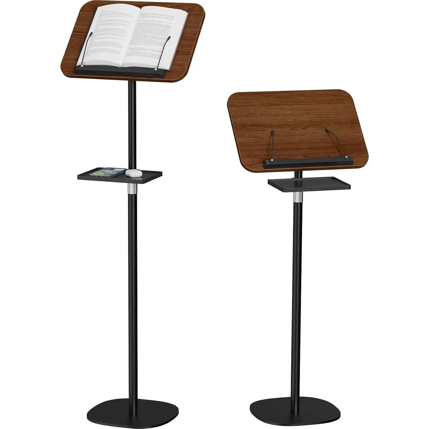 Wooden Floor Book Stand with Removable Tray, Height Adjustable 21"-51", Multi-Use Reading Stand for Books, Music, Cookbooks, Textbooks, Laptop & Display(Gift)
