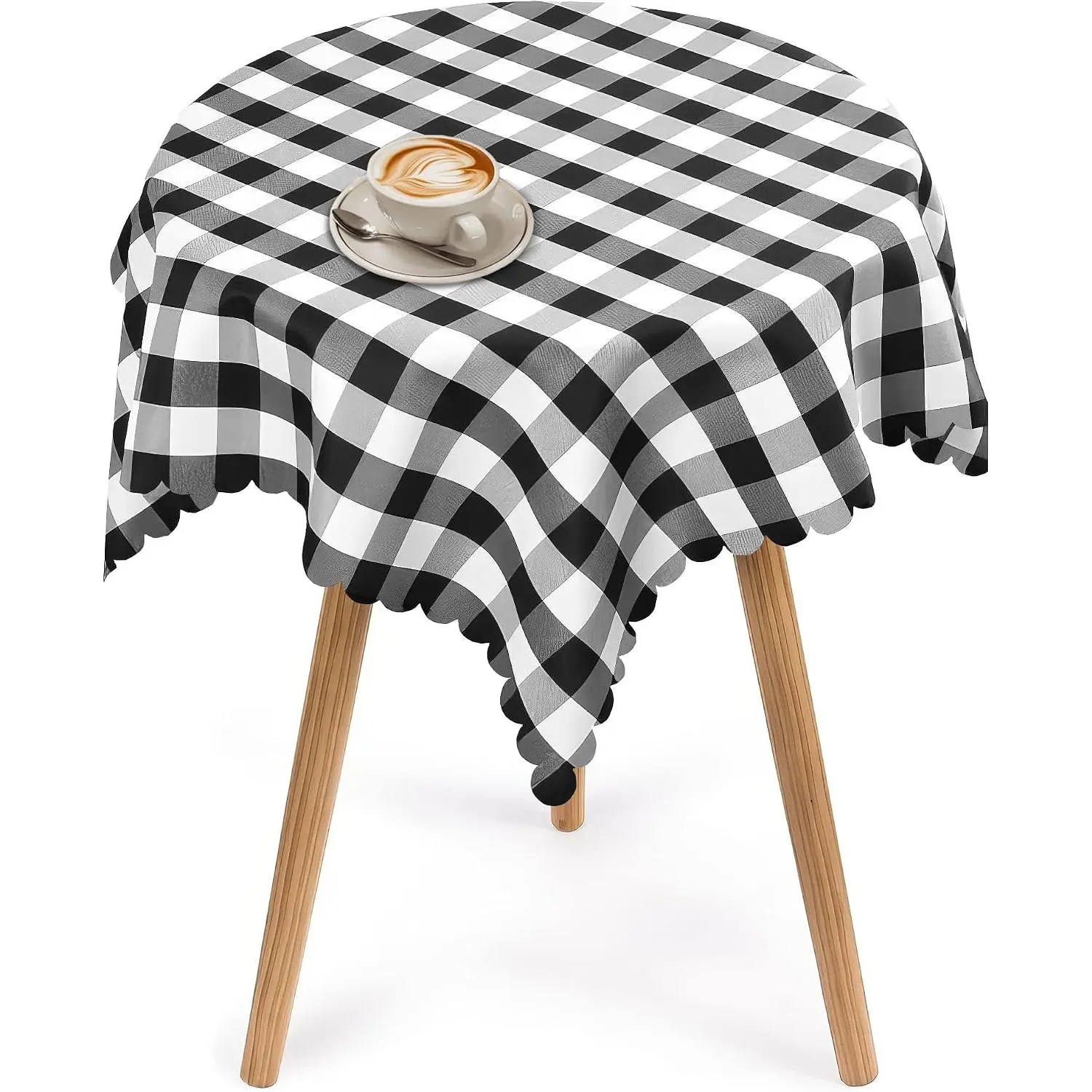 outdoor sports Reluen Small Tablecloth 35 x 35, Black and White Buffalo Plaid Checkered| Wipe Clean Water Resistant Polyester, Machine Washable - Square Cover Suits Patios, Picnics, Bistro Tables, and Brunch Setups