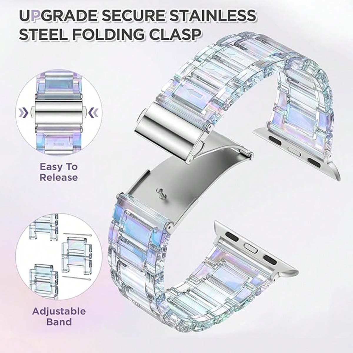 Fashionable Watch Band (Band Only), 1 Count Adjustable Lightweight Watch Band for Women & Men, Wearable Accessory Compatible with Apple Watch Ultra 3/2/1 and Series 10/SE/9/8/7/6/5/4/3/2/1, Smartwatch Watch, Smart Watch Straps, Smart Watch Accessories