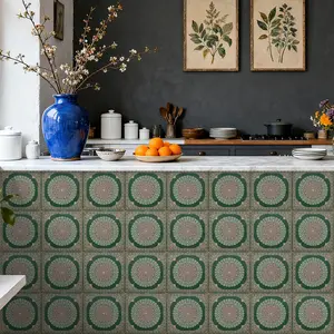 6/20 Pieces Extra Sticky Thick Matte Peel-and-Stick PVC Floor Tiles, Waterproof & Moisture-Proof Moroccan Floral Tile Stickers, Backsplash for Home Decoration - Perfect for DIY Decor in Kitchens, Bathrooms and Laundry Rooms