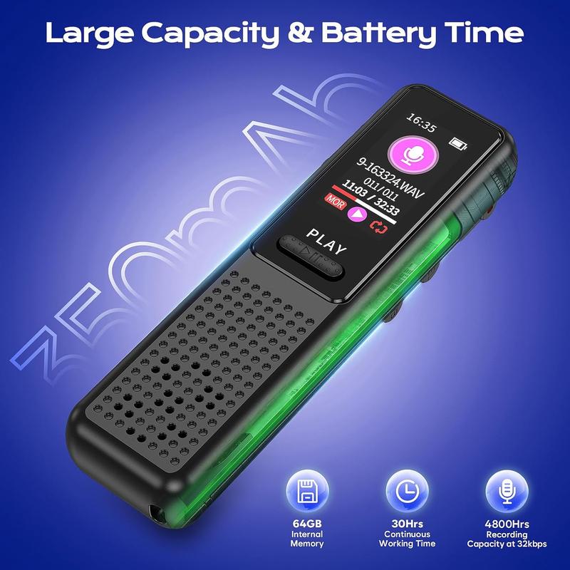 64GB Voice Recorder - Upgraded Digital Voice Activated Recorder with AI Noise Reduction Technology, Dictaphone Tape Recording Device with Playback for Lectures Meetings/Classes/Interview 64GB Voice Recorder - Upgraded Digital Voice Activated Recorder with AI Noise Reduction Technology, Dictaphone Tape Recording Device with Playback for Lectures Meetings/Classes/Interview