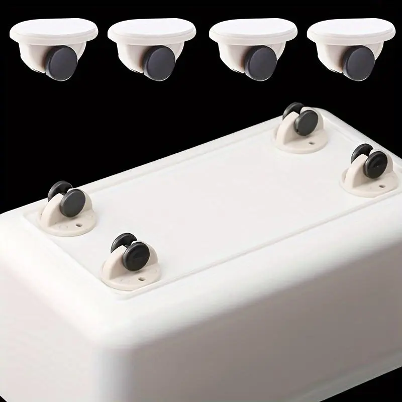 4pcs Self Adhesive Wheels Small Stick On Cricut Wheels Mini Fixed Casters Paste Plastic Universal Pulley Roller Ball Transfer Bearing Casters For Bins Storage Containers Underbed Boxes