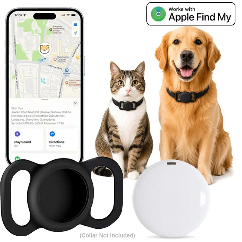 GPS Pet Tracker With Silicone Case For Collar- Smart Activity Real-Time Tracking No Subscription Pet Finder Tag Works with Apple Find My App, Anti-Lost for Keys, Cat Kitten,Dog