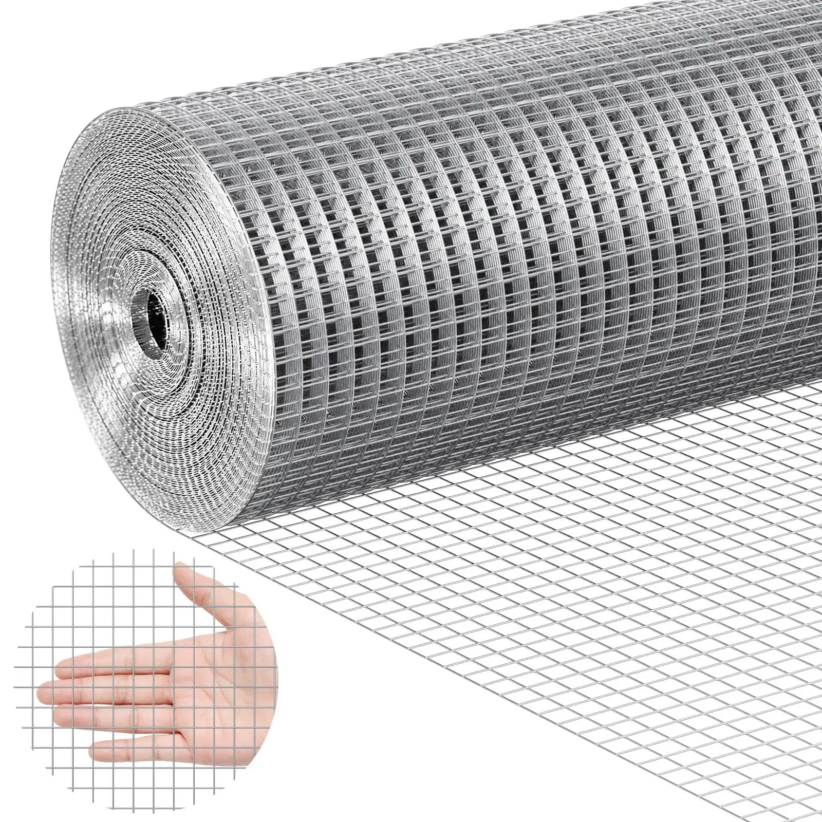 VEVOR Hardware Cloth, 1/2 inch 24inx 50 ft 19 Gauge, Hot Dipped Galvanized Wire Mesh Roll, Chicken Wire Fencing, Wire Mesh for Rabbit Cages, Garden, Small Rodents