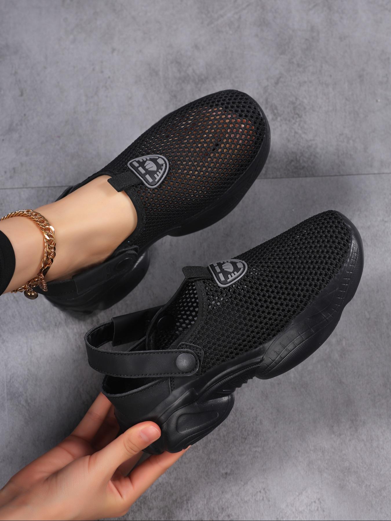 Women's Slip-On Walking Shoes, Breathable Hollow Out Design, Anti-Slip Outdoor Hiking Flats, Two-Way Wear, Versatile Walking Shoes, Comfortable Daily Wear, Outside Walking Shoes
