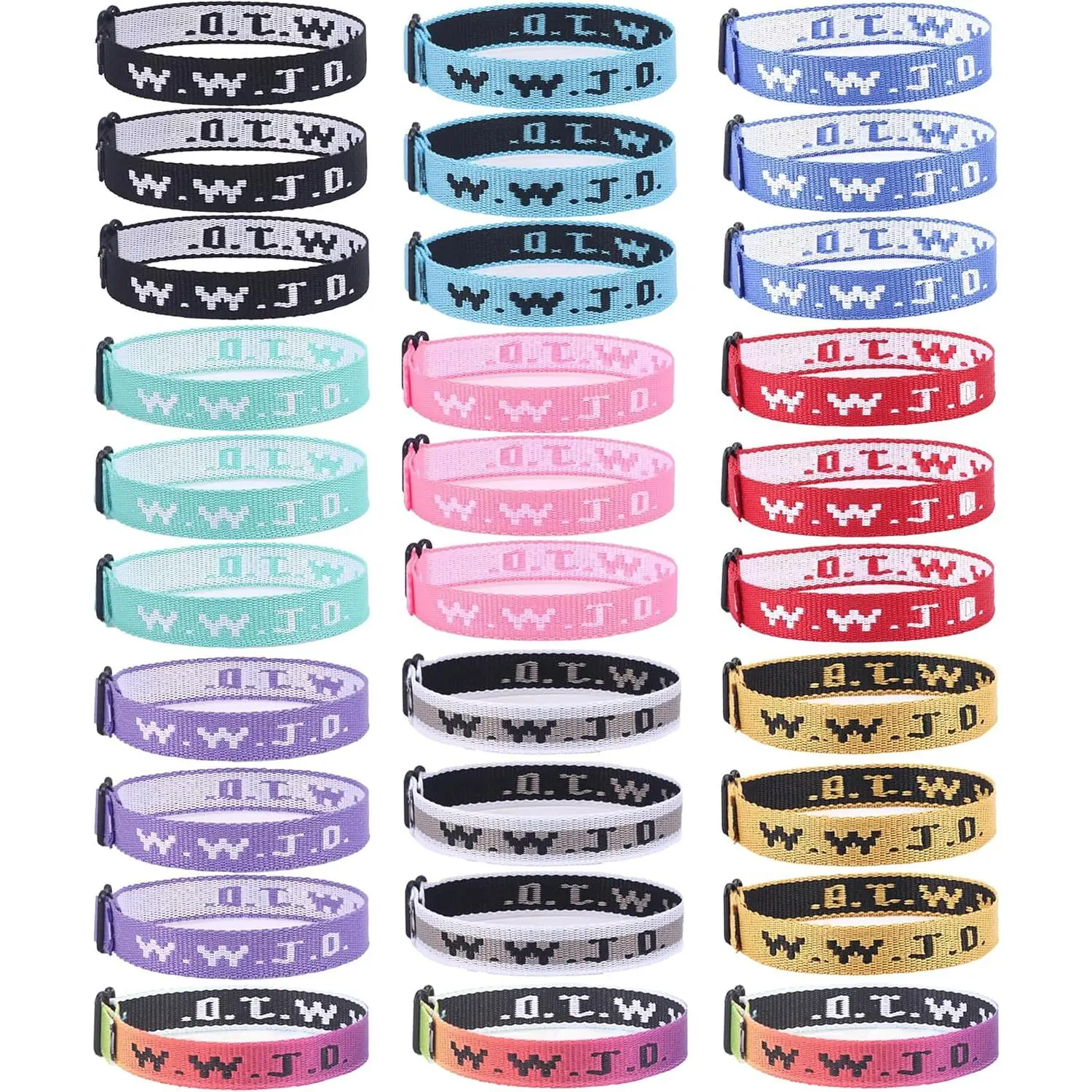 30Pcs WWJD Bracelets for Women Men, Adjustable Woven Christian Wristbands, What Would Jesus Do Faith Bracelets for Church Youth Group Gifts