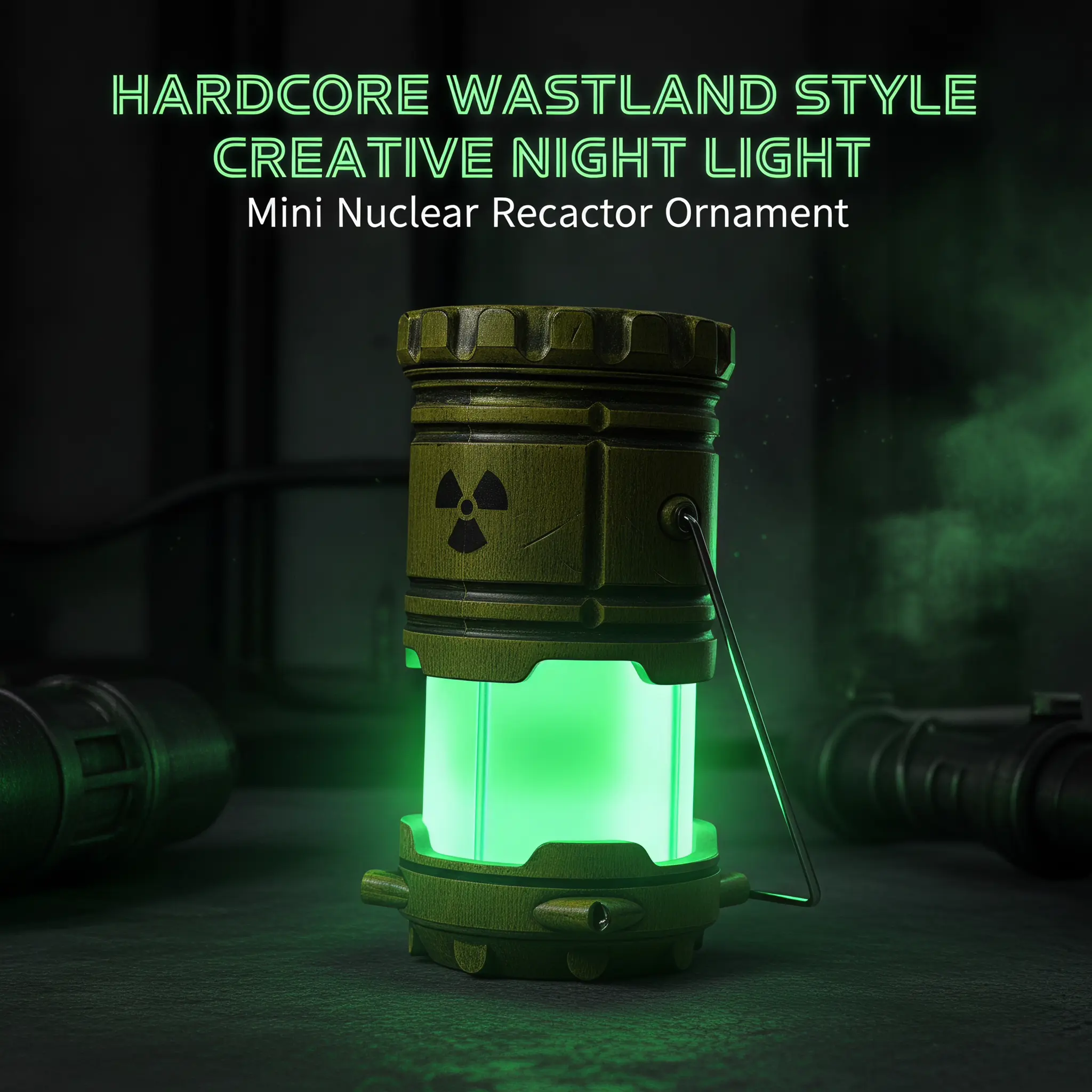 Unisex Compact Nuclear Theme Portable Rechargeable Ambient Glow Lantern Ornament, Polyester Mix Boating Water Sports Night Light Device