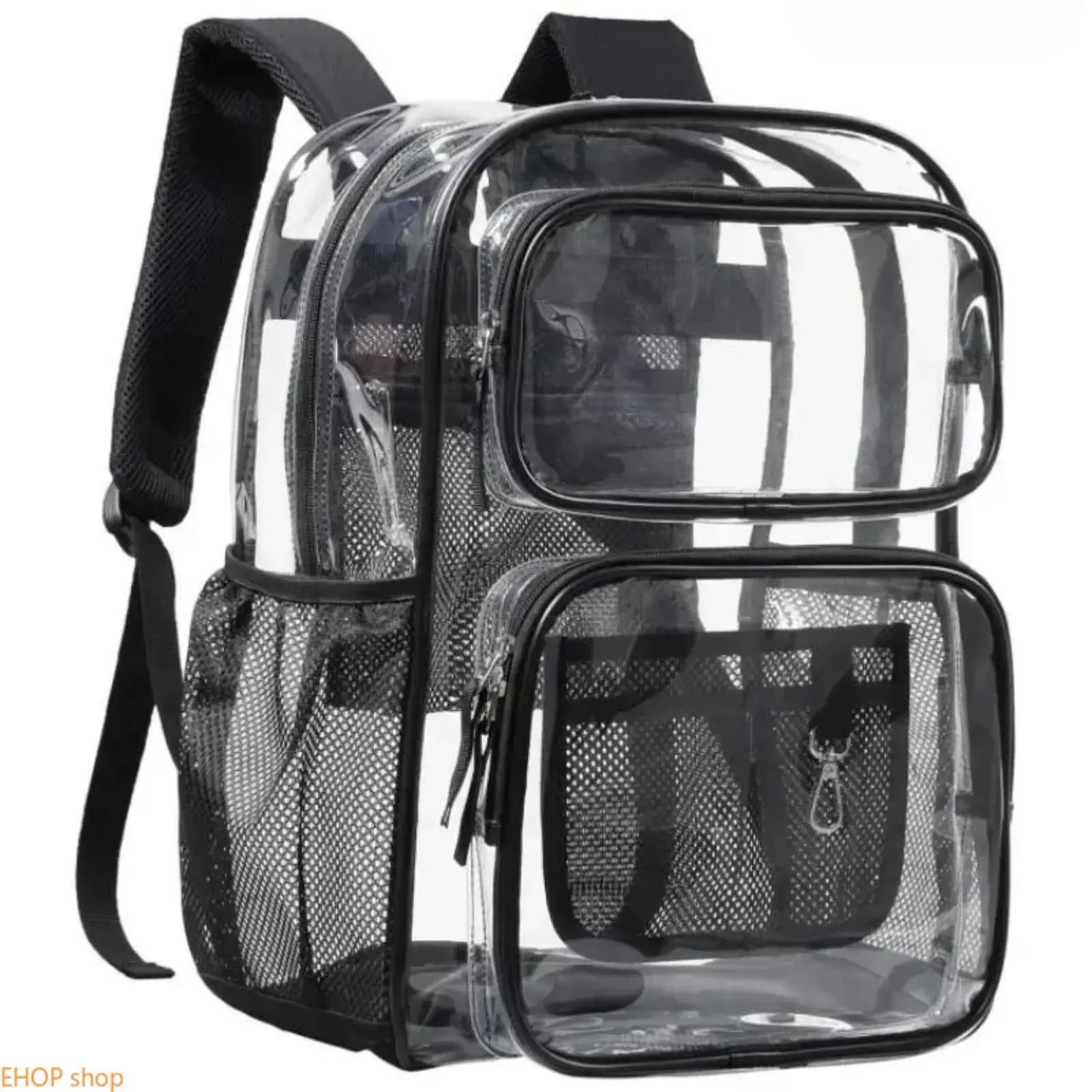 17-Inch Heavy Duty Backpack Carry On - Large Capacity Casual College Backpack, Multi-Function Heavy Duty Rucksack, Fits 16-Inch Laptop, Multi-Layer Front Pockets, Adjustable Strap, Durable Transparent Bag for Students, Commute