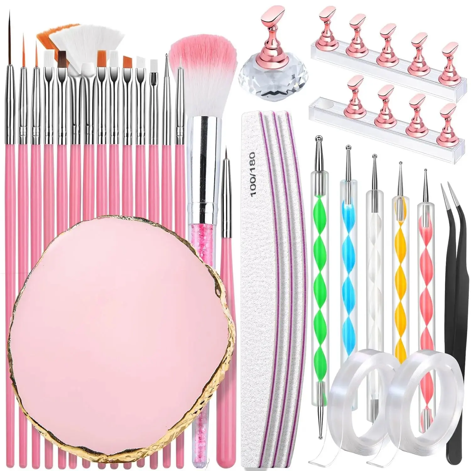 Nail Design Tools, Nail Art Tools, Brush, Art Kit With Nail Stand, Holder For Painting Nails, Art Brushes, Dotting Tool, Art Palette, Diy Nail Kit, Manicure, Nail Care