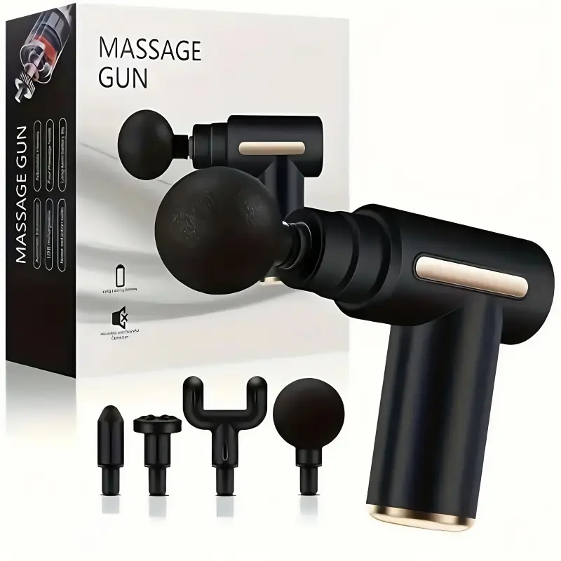Portable Mini Massager, USB Rechargeable Fascia Gun, 4 Massage Heads, 6 Speed Modes, Quiet Motor, Full Body Massage for Back, Neck, Legs, Arms, Muscle Massagers