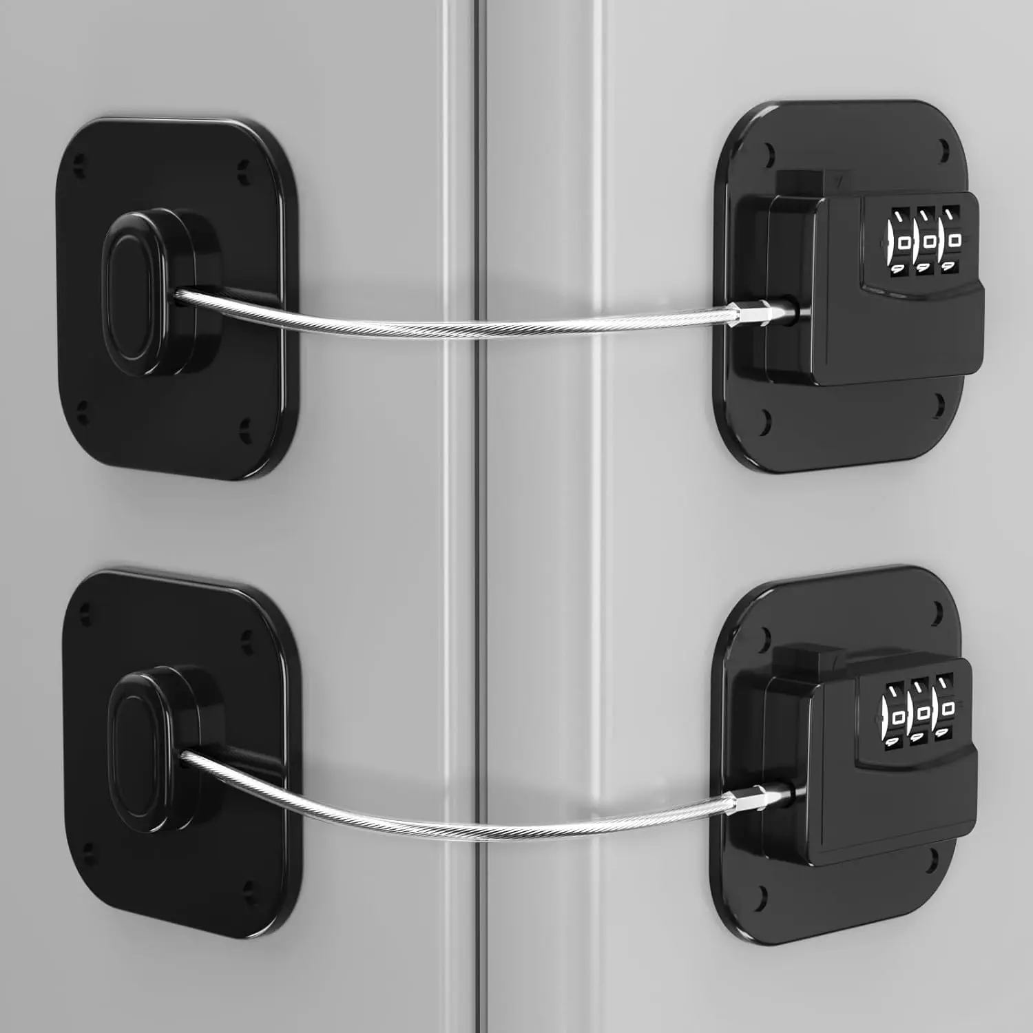 Refrigerator Lock - Heavy Duty Fridge & Cabinet Lock, Keyless Combination Lock for Drawers, Ovens, Trash Cans, and  | Easy Install | Black (2-Pack)