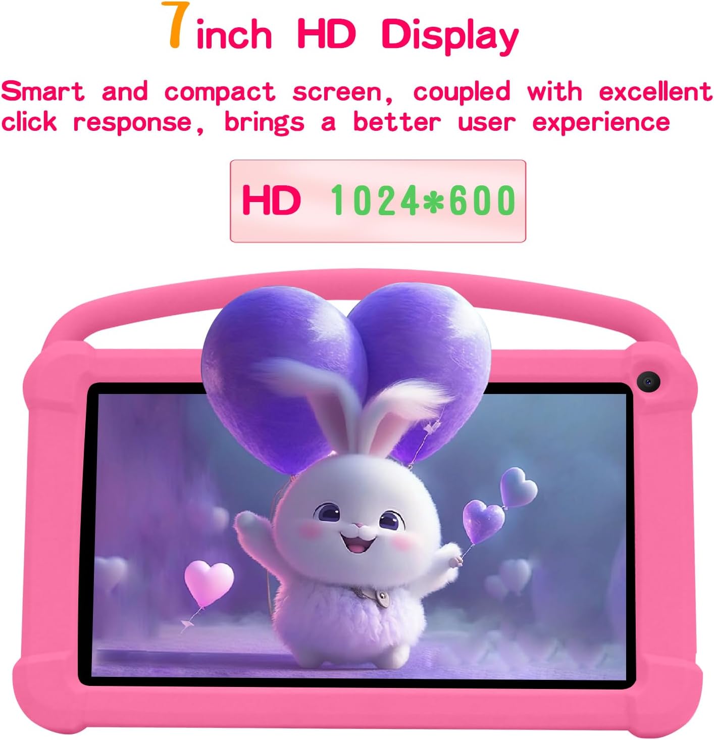 Tablet 7 inch for Boys Girls, Android Tablets for 4GB RAM 32GB ROM Toddler Tablet WIFI Bluetooth Safety Eye IPS Screen Parental Control, Dual Camera Shockproof Case for Educational, Games.