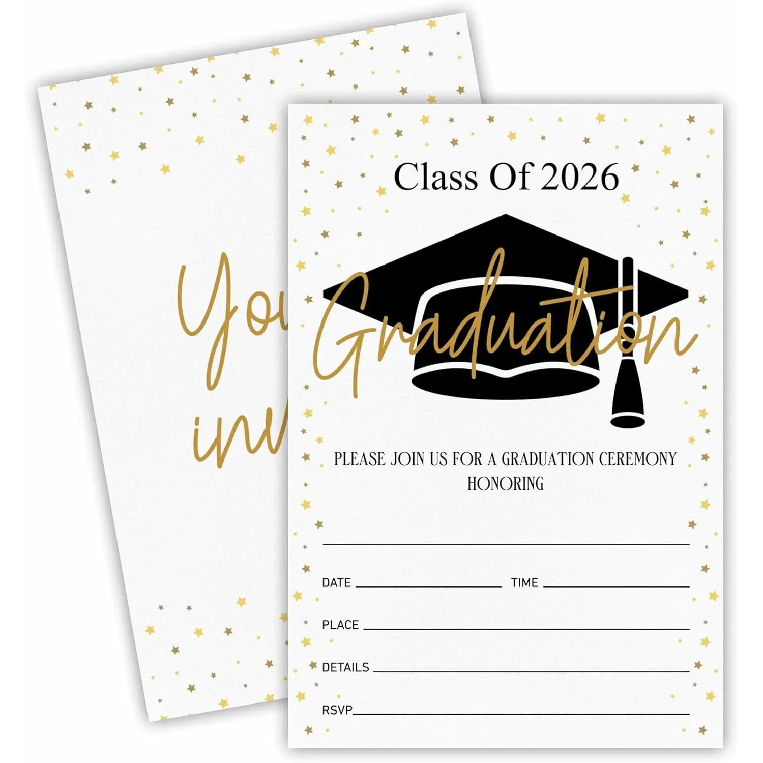 Class of 2026 Graduation Party Invitations 20 Fill-In Invitation Cards with Envelopes Shining Star for High School College Graduation Celebration Supplies A08