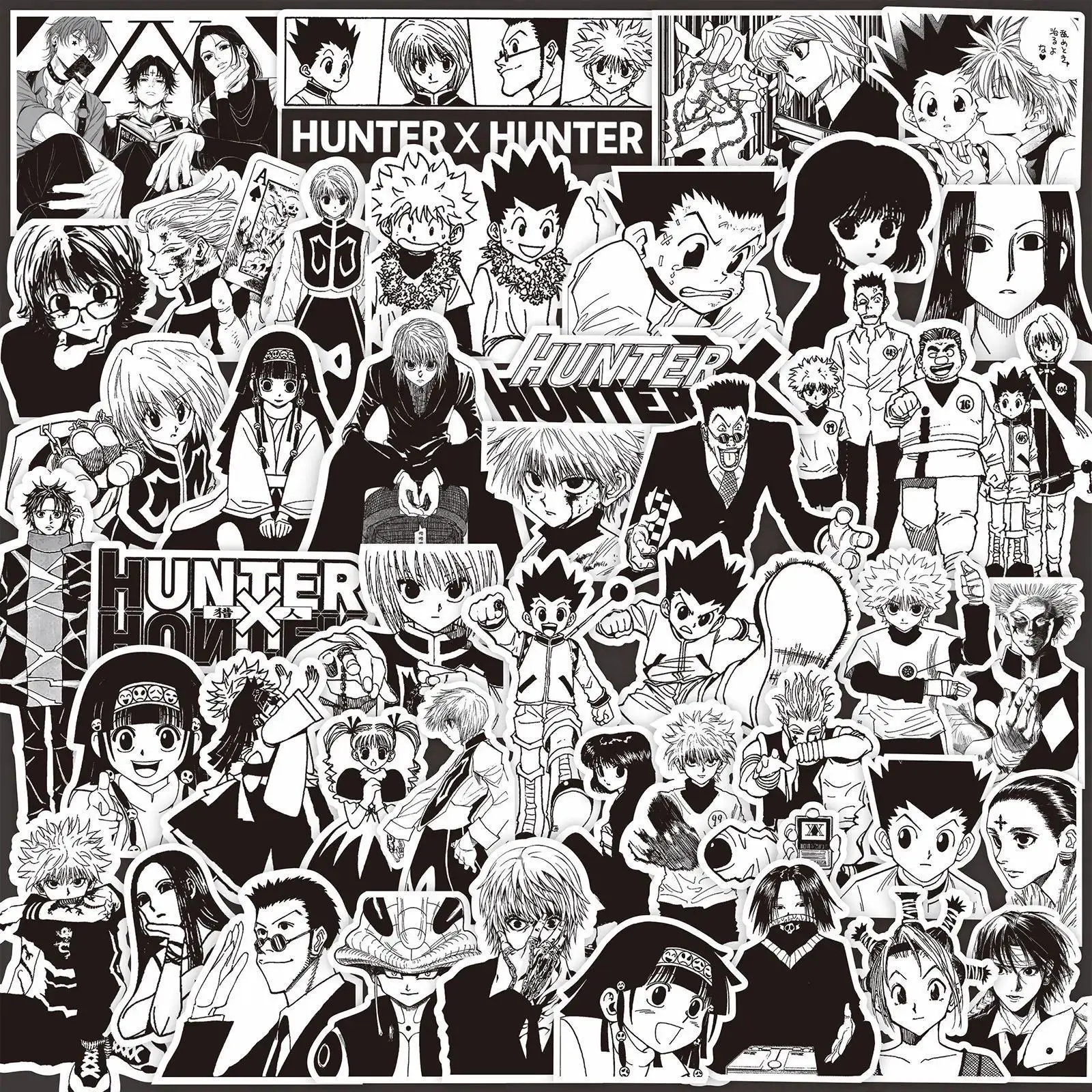 70pcs Black White Anime Hunter×Hunter Stickers Cool Graffiti Decals for Phone Suitcase Notebook Kids DIY Sticker Toys
