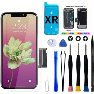 for iPhone XR Screen Replacement Kit, 6.1 inch 3D Touch Screen LCD Display Digitizer Frame Assembly Set with Repair Tools, Adhesive and Tempered Glass