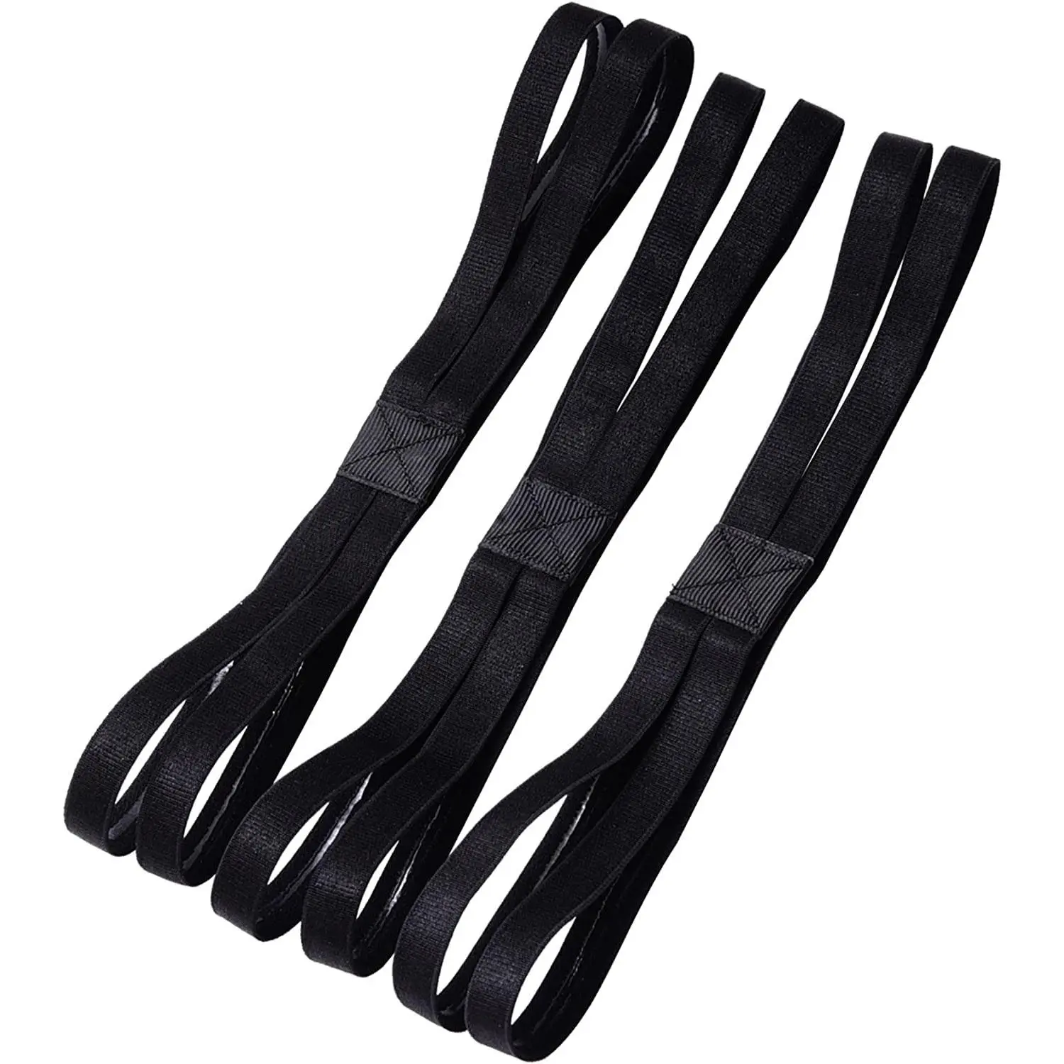 3 count Double-Straps  Headbands Elastic Hairband Non-Slip Sweatband for Women or Men(Black)